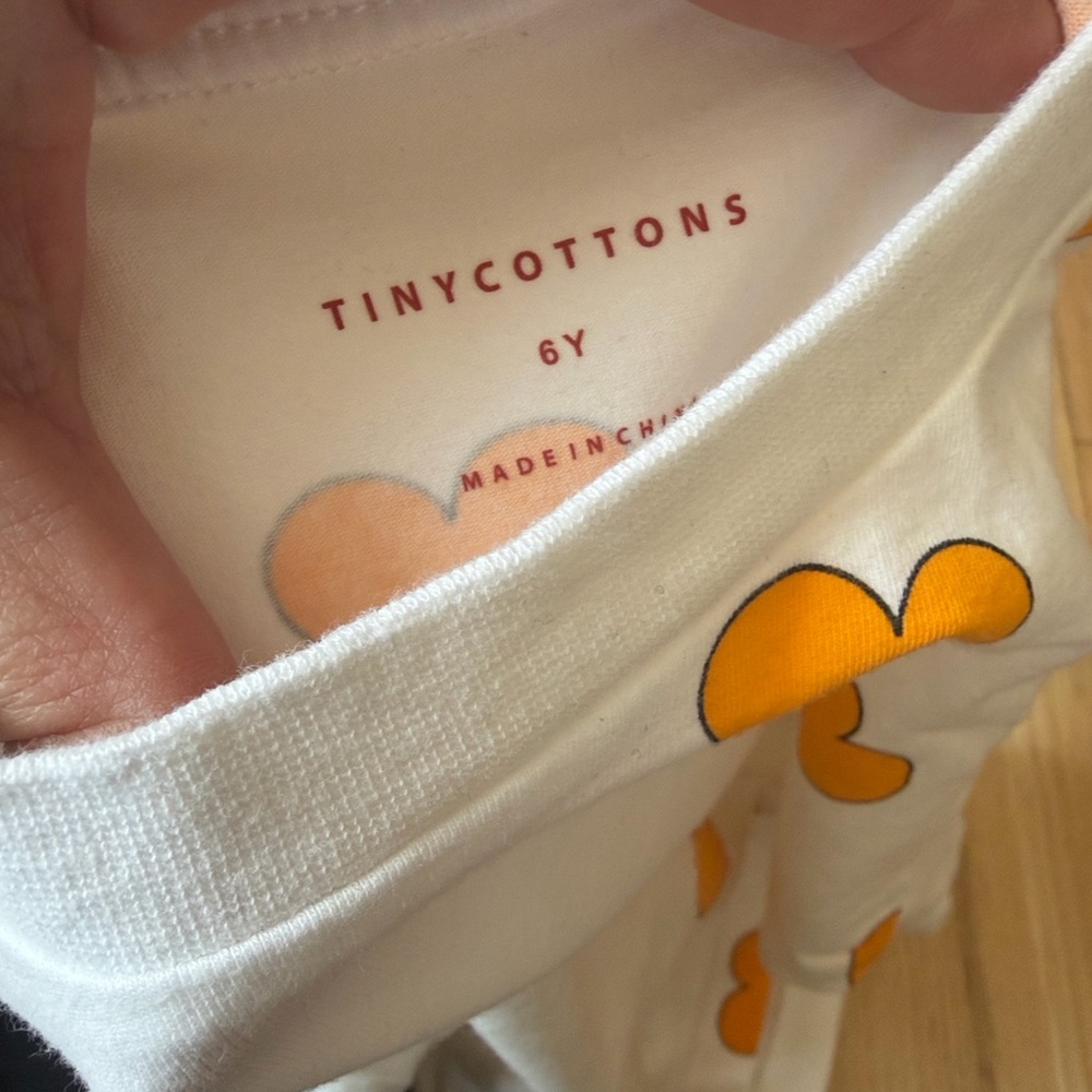 Kids White Tee with Orange Heart Print - Picture 4 of 4